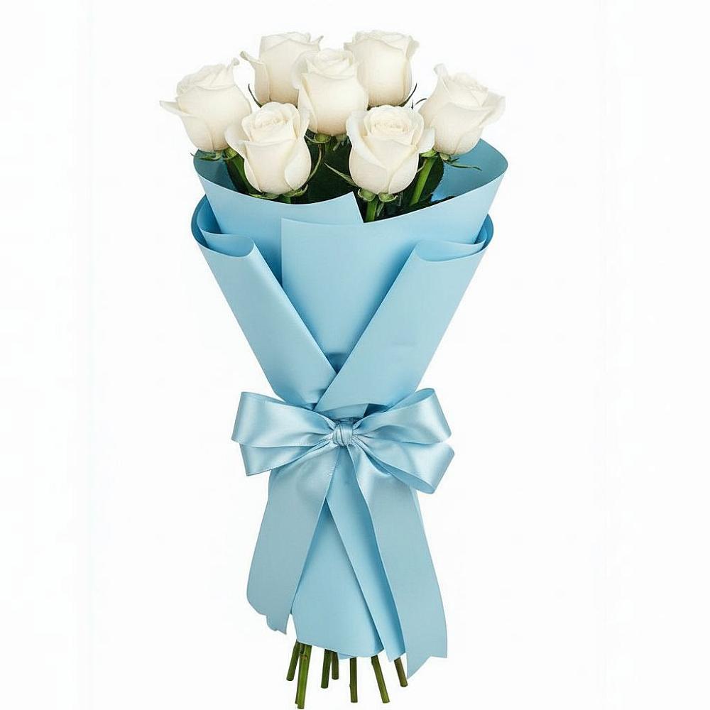 Букет 7 белых роз Проуд в Апастово