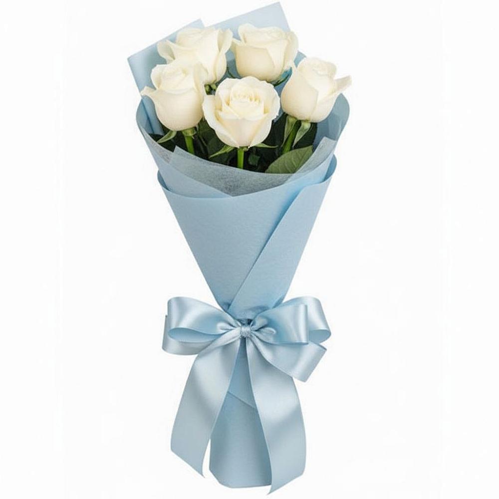 Букет 5 Белых роз Проуд в Апастово