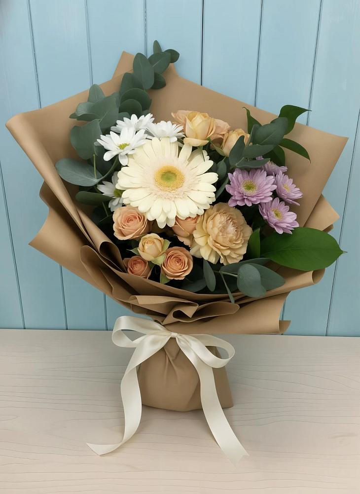 Букет цветов из: Герберы и Хризантемы в Апастово