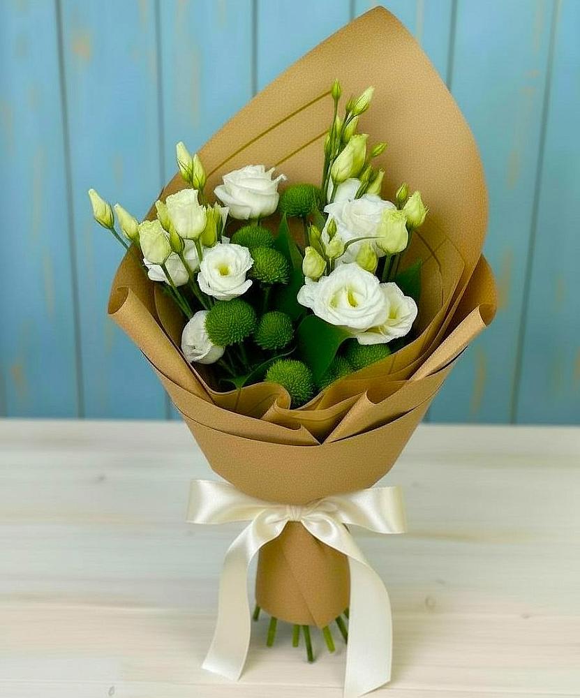 Букет цветов из: Хризантемы и Лизиантусы в Апастово