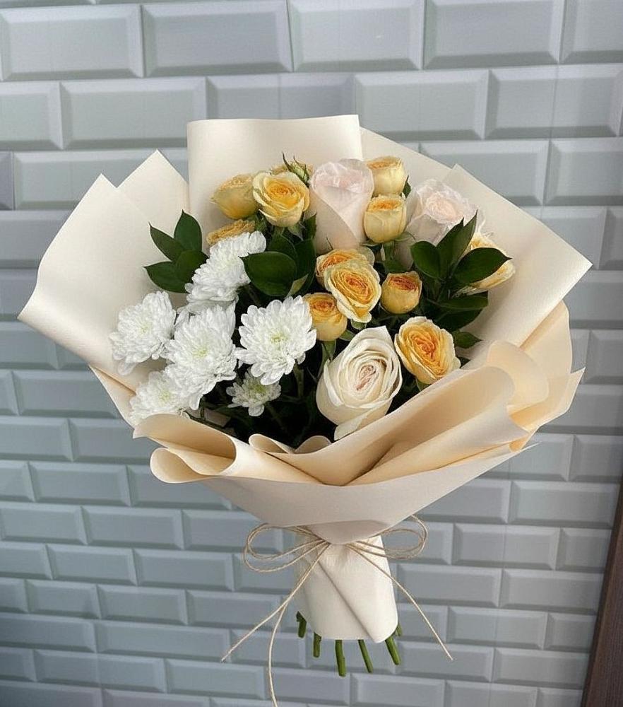 Букет цветов из: Розы и Хризантемы в Апастово