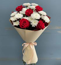 Букет цветов из:  Розы и Хризантемы в Апастово