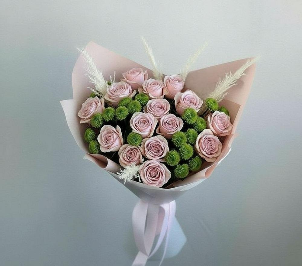 Букет цветов из: Розы и Хризантемы в Апастово