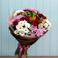 Букет цветов из:  Розы, Хризантемы и Альстромерии в Апастово