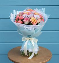 Букет цветов из:  Хризантемы и Розы в Апастово