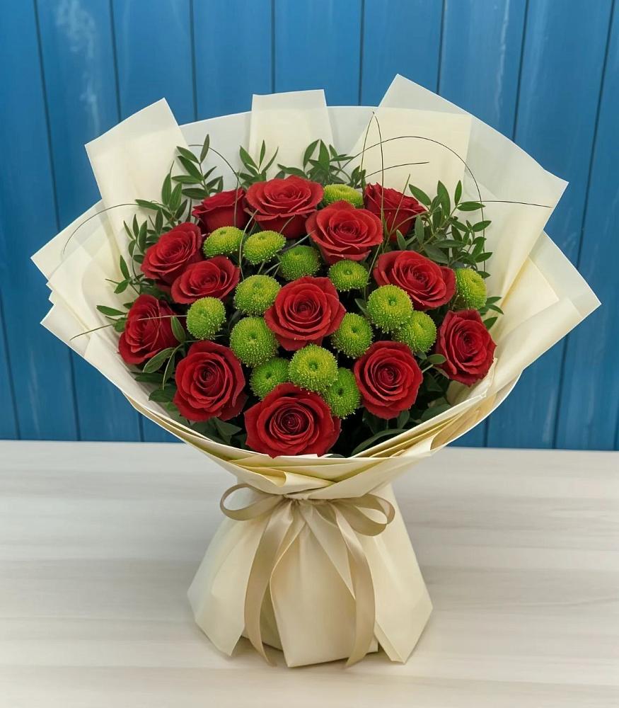 Букет цветов из: Розы и Хризантемы в Апастово