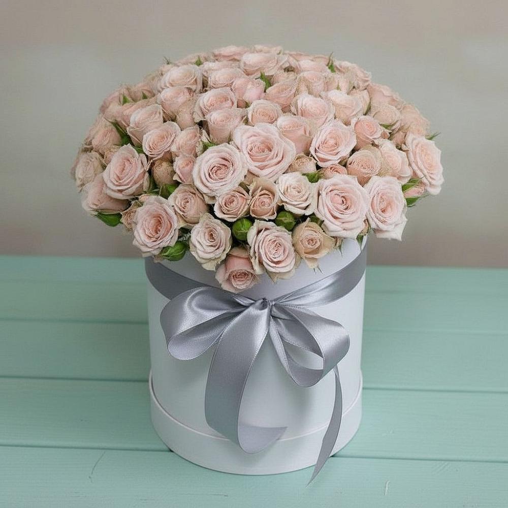 Цветочная композиция из Розы в шляпной коробке в Апастово